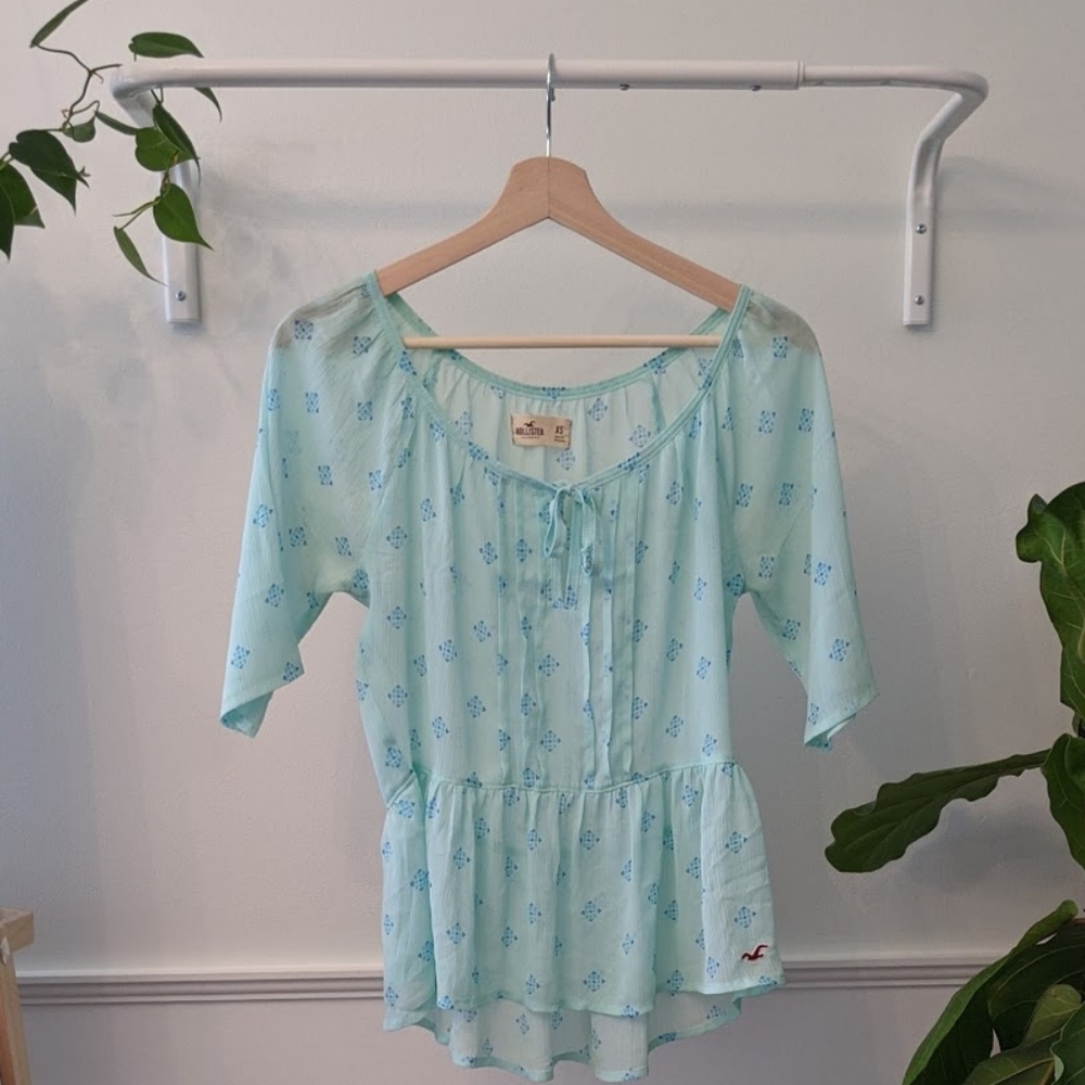 Hollister Peasant Sheer Chiffon Bohemian Top
